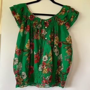 Green floral top